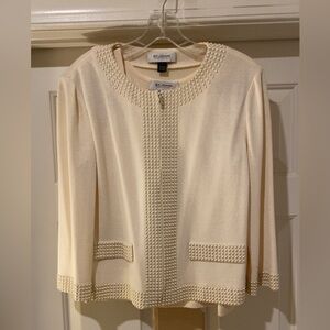 ST. JOHN COLLECTION Pearl Lined Cardigan & Matching Tank Top Set
